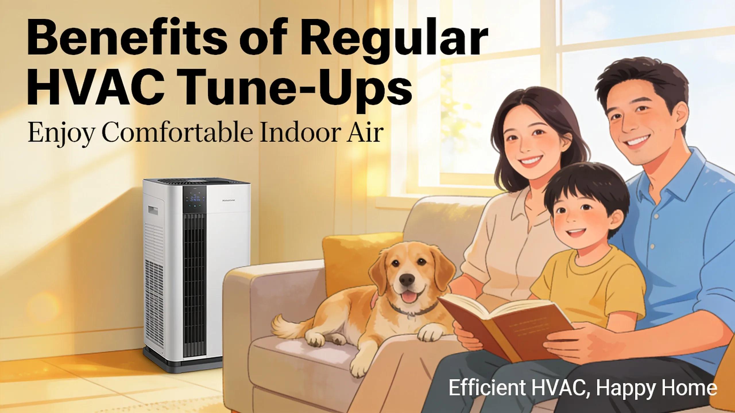 Happy family enjoying comfort at home due to regular HVAC tune-ups